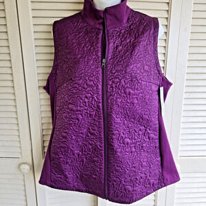 New Zelos Puffer Vest Women's 1X Zip Up Lightweight Pockets Violet Plum